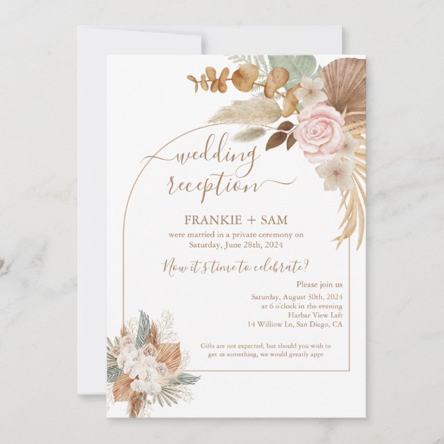 Invitation Réception de mariage photo Boho (Devant)