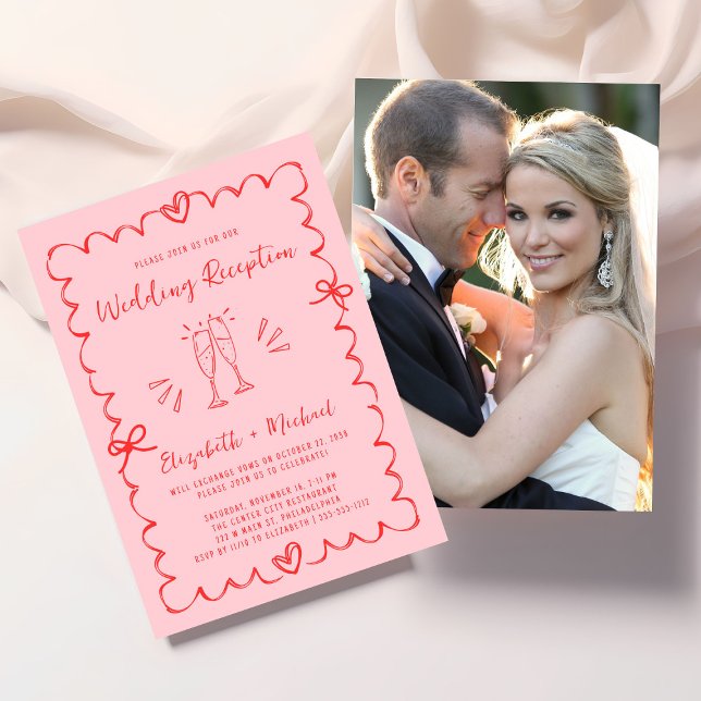 Invitation Réception de mariage photo fantaisiste (Whimsical Photo Wedding Reception Invitation)