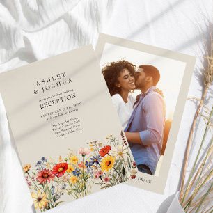 Invitation Réception de mariage photo florale de fleurs sauva