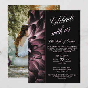 Invitation Réception de mariage photo florale rose lunatique