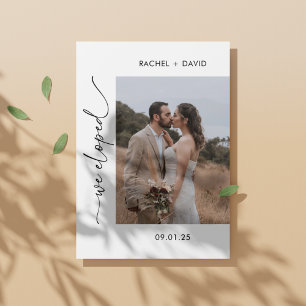 Invitation Réception de mariage photo Nous nous sommes enfuis