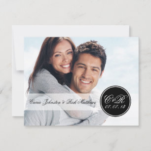 Invitation Réception de mariage photo simple à deux monogramm