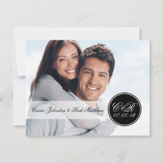 Invitation Réception de mariage photo simple à deux monogramm