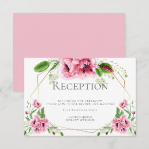 Invitation Réception de mariage   Poppies d'aquarelle rose