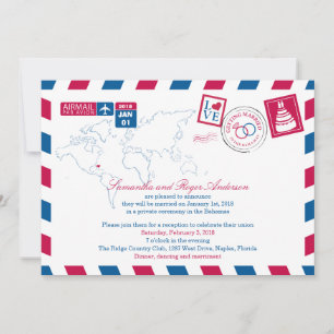 Invitation Réception de mariage post Bahamas par avion