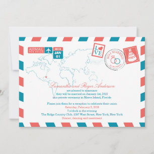 Invitation Réception de mariage post Floride par avion