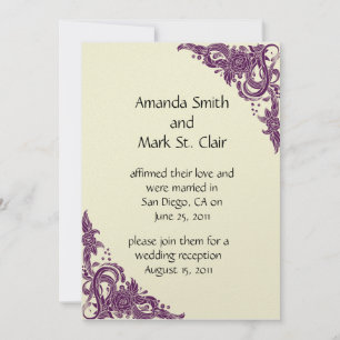 Invitation Réception de mariage post Violet Magenta et Ivoire
