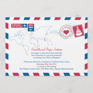 Invitation Réception de mariage postale par avion en Thaïland