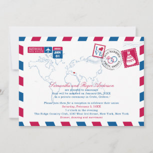 Invitation Réception de mariage postérieur en Grèce par avion