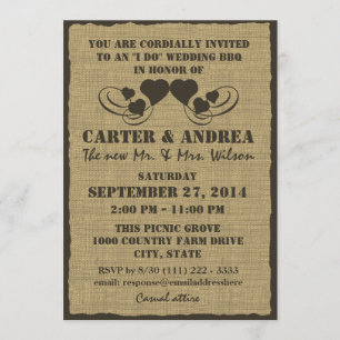Invitation Réception de mariage pour barbecue Hearts and Burl