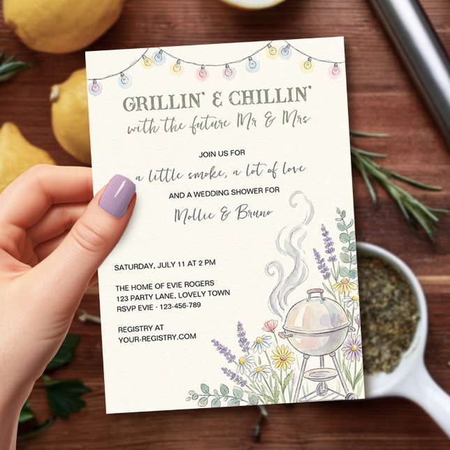Invitation Réception de mariage pour couples Grillin Chillin  (Grillin' & Chillin' BBQ Wedding Shower - from Couples Shower Invitation collection by Darling & May)