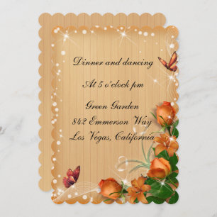 Invitation Réception de mariage pour papillon floral en bois 