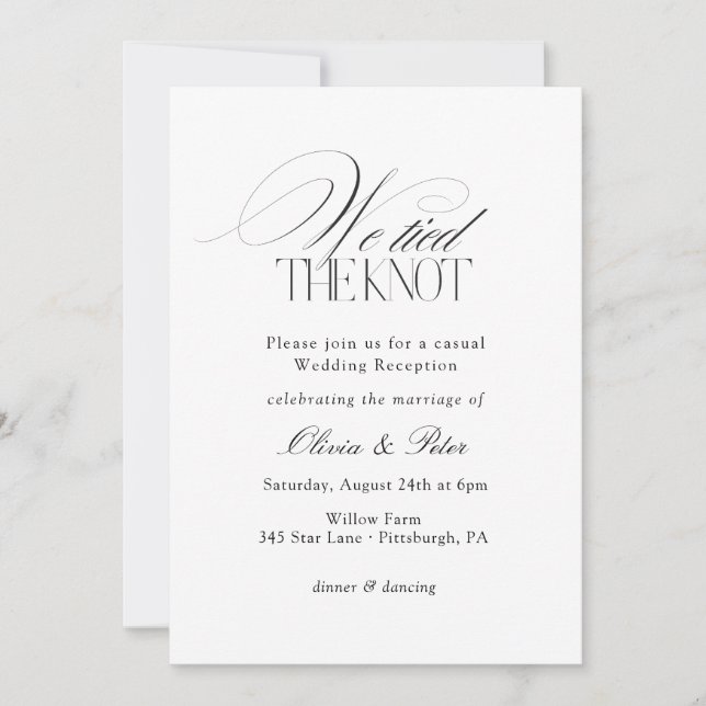 Invitation Réception de mariage pour une fugue "Nous avons no (Devant)