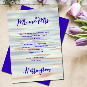 Invitation Réception de mariage privée uniquement fond d'eau