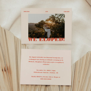 Invitation Réception de mariage Retro Moderne Photo Elopement