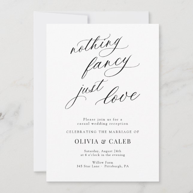 Invitation Réception de mariage, rien de fantaisiste juste de (Devant)