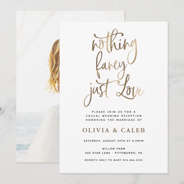 Invitation Réception de mariage Rien de fantaisiste juste de  (Devant / Derrière)