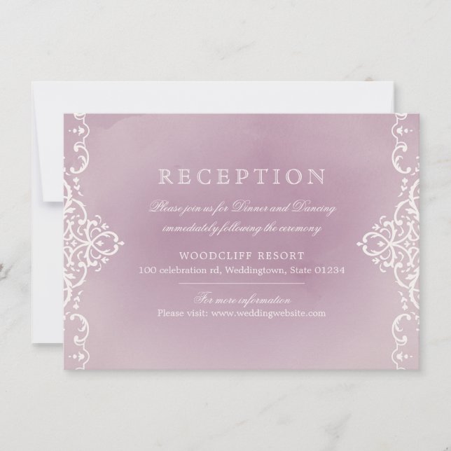 Invitation Réception de mariage romantique élégant mauve vint (Devant)