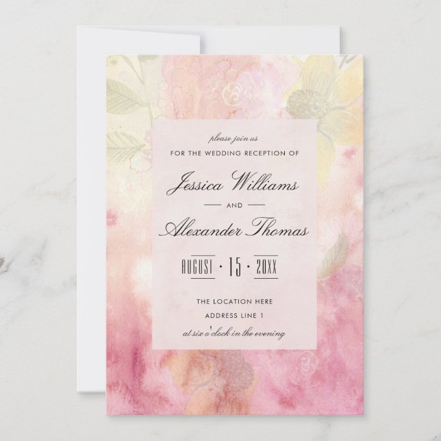 Invitation Réception de mariage romantique et rêveuse (Devant)