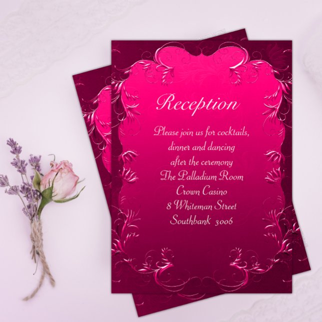 Invitation Réception de mariage romantique rose Vintage (Créateur téléchargé)