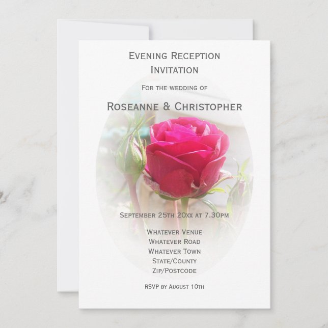 Invitation Réception de mariage rose (Devant)