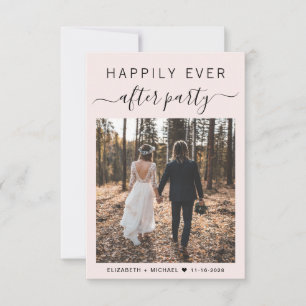 Invitation Réception de mariage rose de script chic