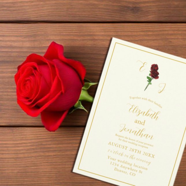 Invitation Réception de mariage Rose en or d'ivoire (Créateur téléchargé)