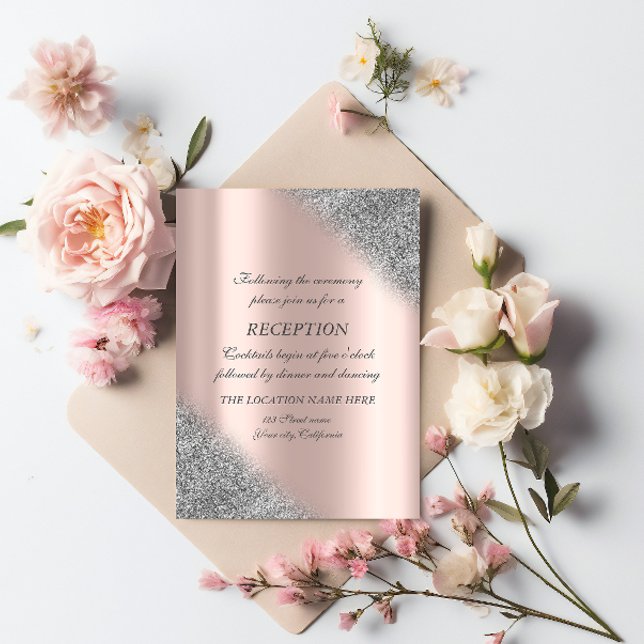 Invitation  Réception de mariage Rose Gold ombre Paillettes A (Créateur téléchargé)