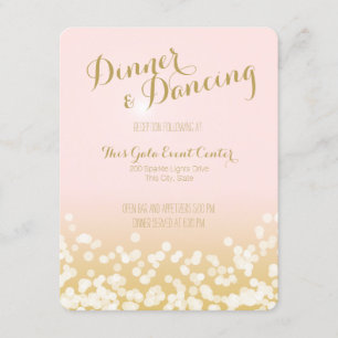 Invitation Réception de mariage rose poudré et scintillant d'