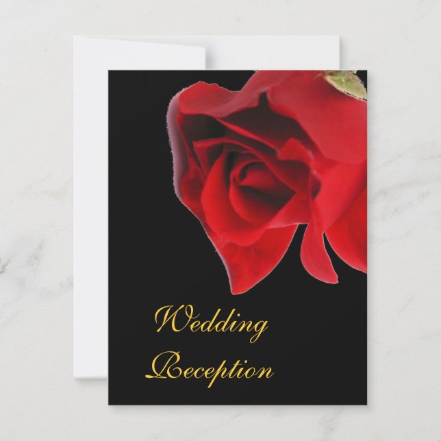 Invitation Réception de mariage rose rouge sur fond noir (Devant)