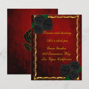 Invitation Réception de mariage Roses noires gothiques Sang R