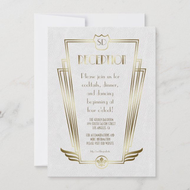 Invitation Réception de mariage Royal Gold Art Déco Monogramm (Devant)