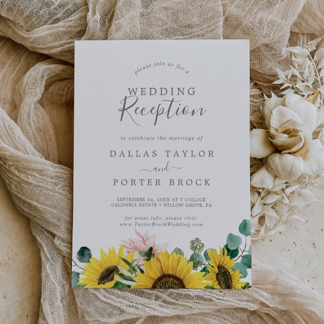 Invitation Réception de mariage rustique au tournesol et euca (Créateur téléchargé)