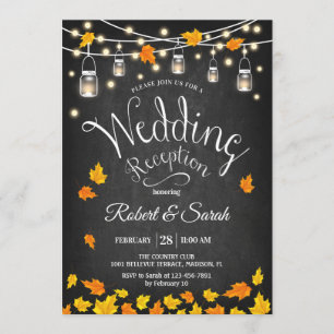 Invitation Réception de mariage rustique automnal avec tablea