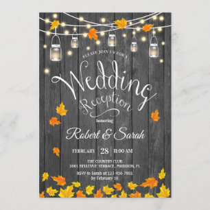 Invitation Réception de mariage rustique aux lumières de bois