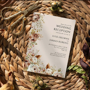 Invitation Réception de mariage rustique avec fleurs champêtr