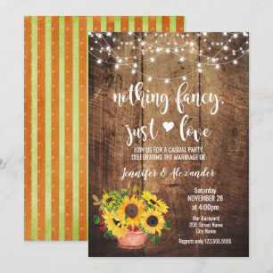 Invitation Réception de mariage rustique avec tournesols