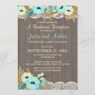 Invitation Réception de mariage rustique BBQ Floral et Dentel
