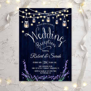Invitation Réception de mariage rustique - Bleu Bois Lavande