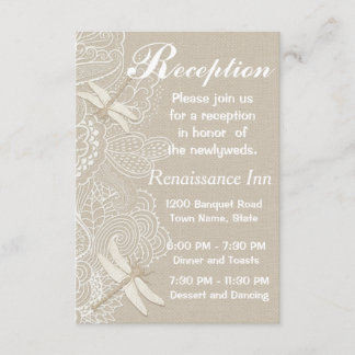 Invitation Réception de mariage rustique Burlap et dentelle