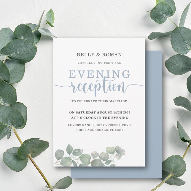 Invitation Réception de mariage rustique Eucalyptus Bleu (Créateur téléchargé)