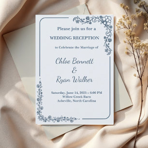 Invitation Réception De Mariage Rustique Monochrome Floral