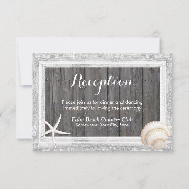 Invitation Réception de mariage rustique sur la plage avec ca (Devant)