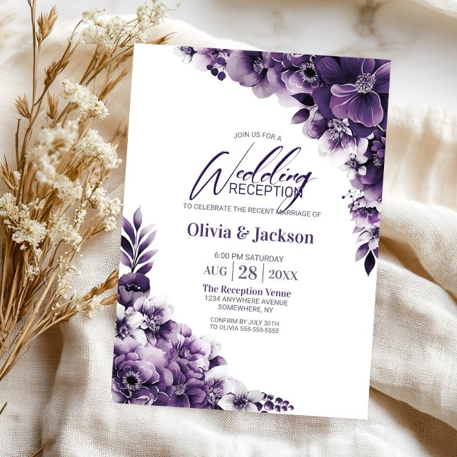 Invitation Réception De Mariage Rustique Violet Floral (Créateur téléchargé)