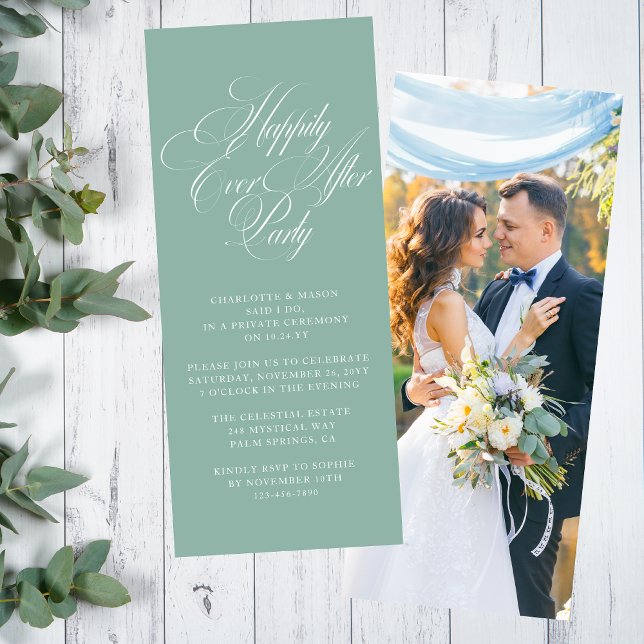 Invitation Réception de mariage Sage Green Happily Ever After (Créateur téléchargé)