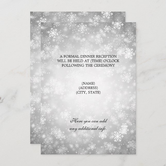 Invitation Réception de mariage Silver Winter Wonderland (Devant / Derrière)