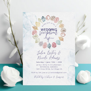Invitation Réception de mariage simple Beach Seashell Wreath