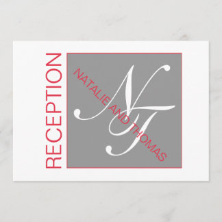 INVITATION RÉCEPTION DE MARIAGE SIMPLE D'INITIALES BLANCHES