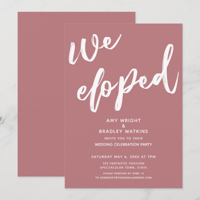 Invitation Réception de Mariage Simple Dusty Rose Nous nous s (Devant / Derrière)