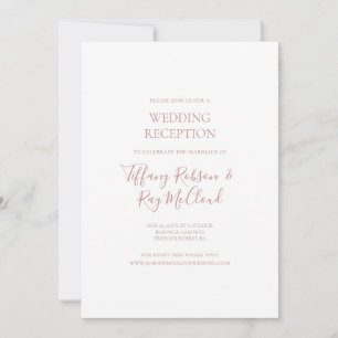 Invitation Réception de mariage simple élégante en or rose